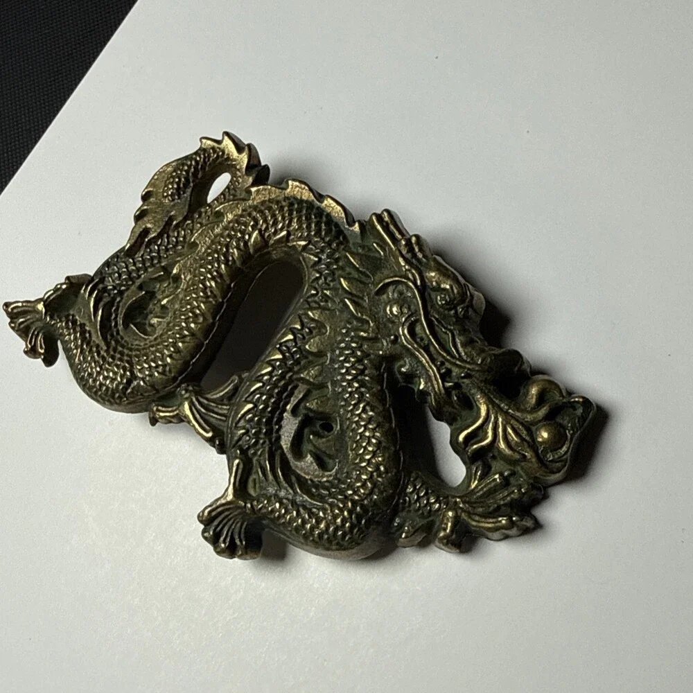 Vintage 1981 Baron Buckles Solid Brass Chinese Dragon Belt Buckle
